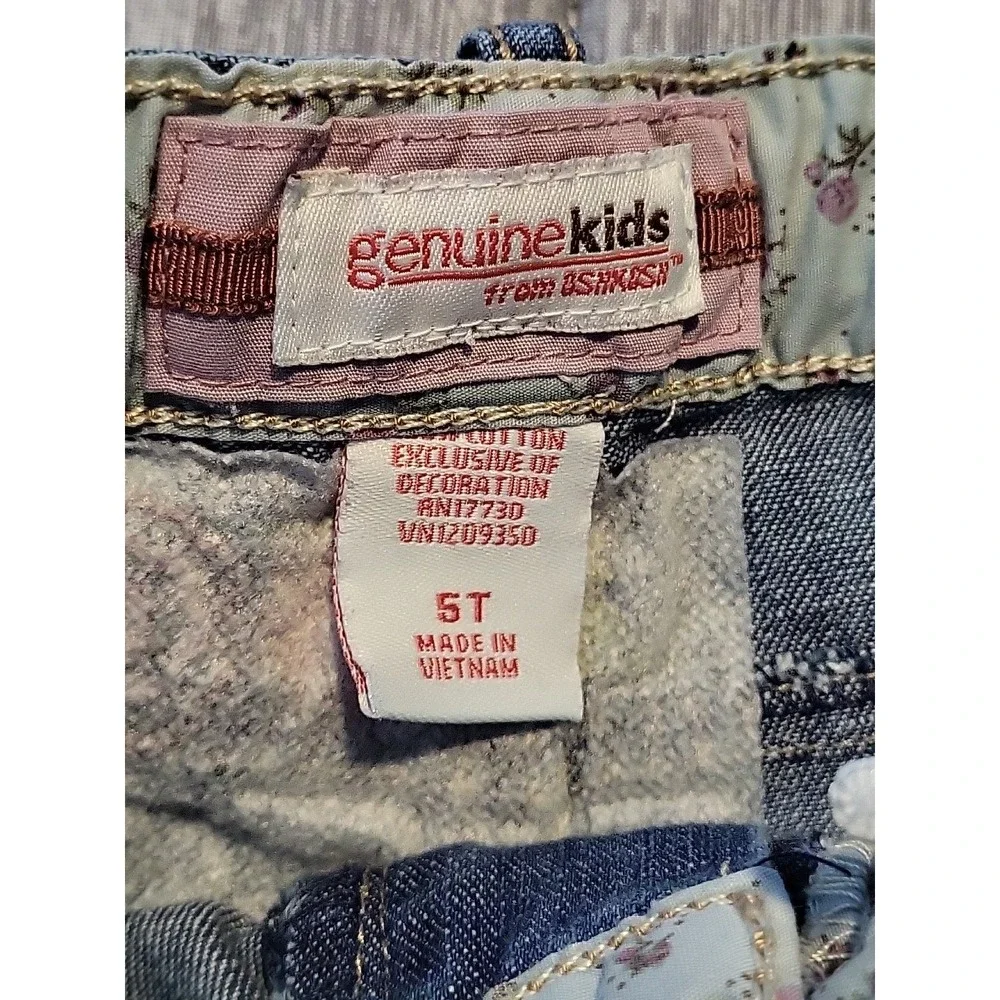 Y2K Genuine Kids By OSHKOSH  Flower‎ Embroidered Denim Capris 5T